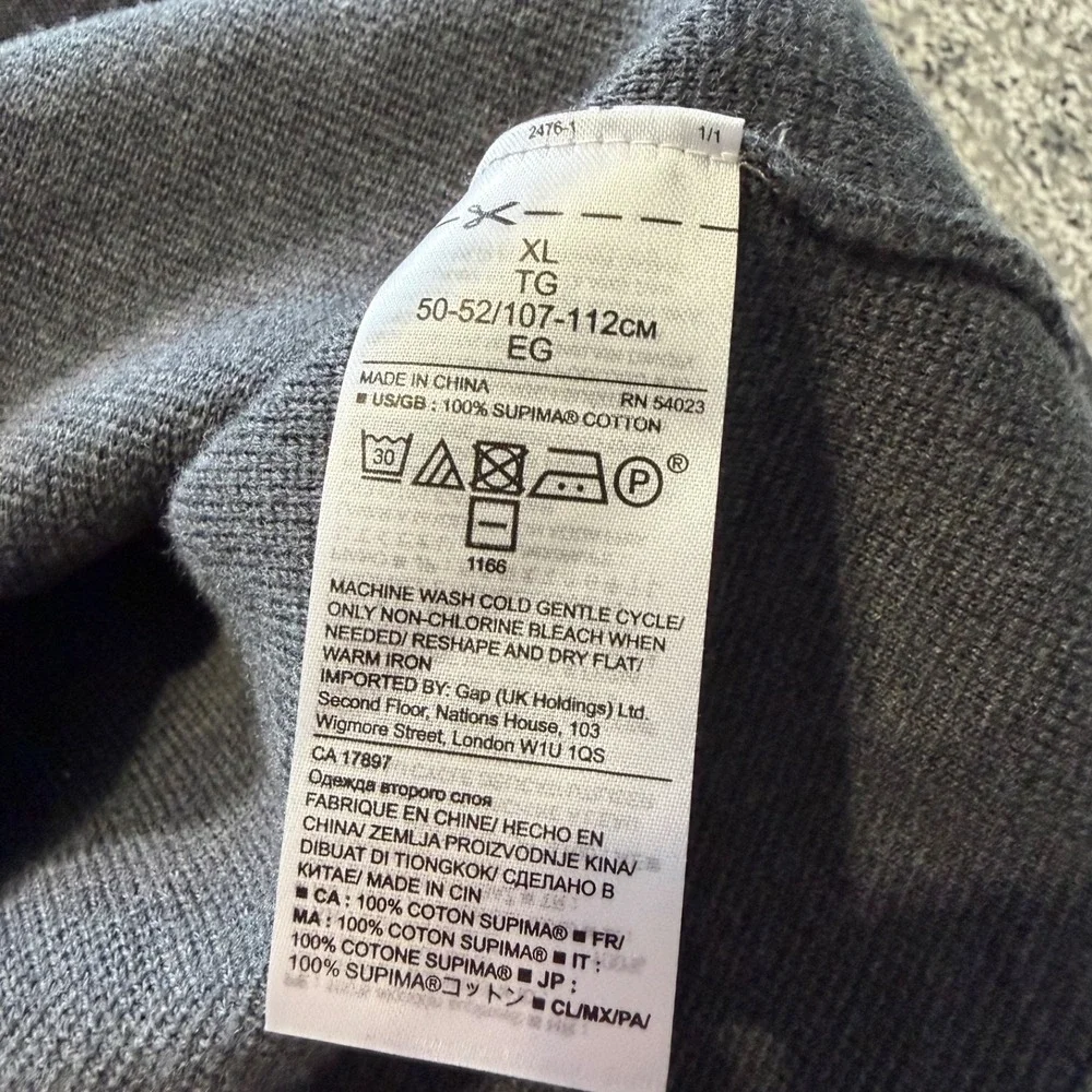 Banana Republic Hoodie Mens XL Supima Cotton Full Zip Grey
